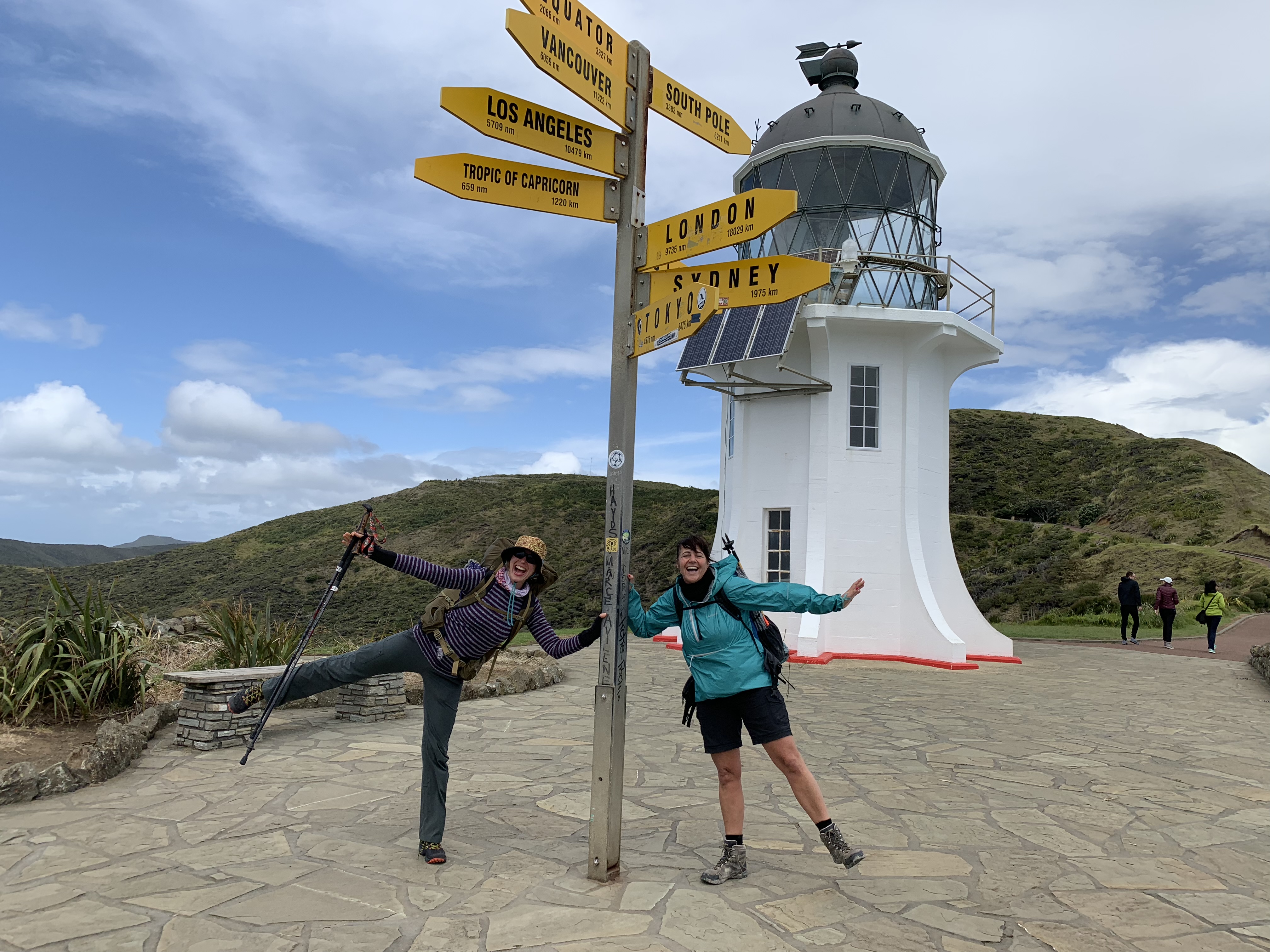 Irene with the Blissful Hiker at Cape Reinga. I was told to make one friend to last the rest of my life, and I did.