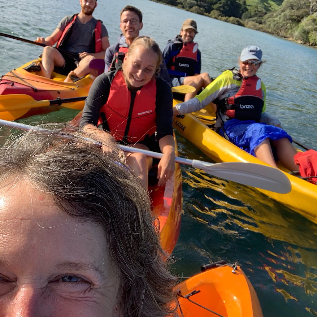 A lovely collection of friends on the Puhoi River paddle. We waited all day for the tide to go out.