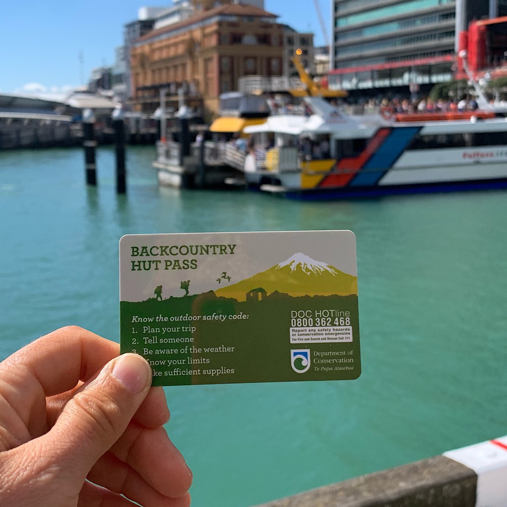 Purchasing my hut pass at the Department of Conservation for the thirty or so remote huts I'll stay in on the south island. 