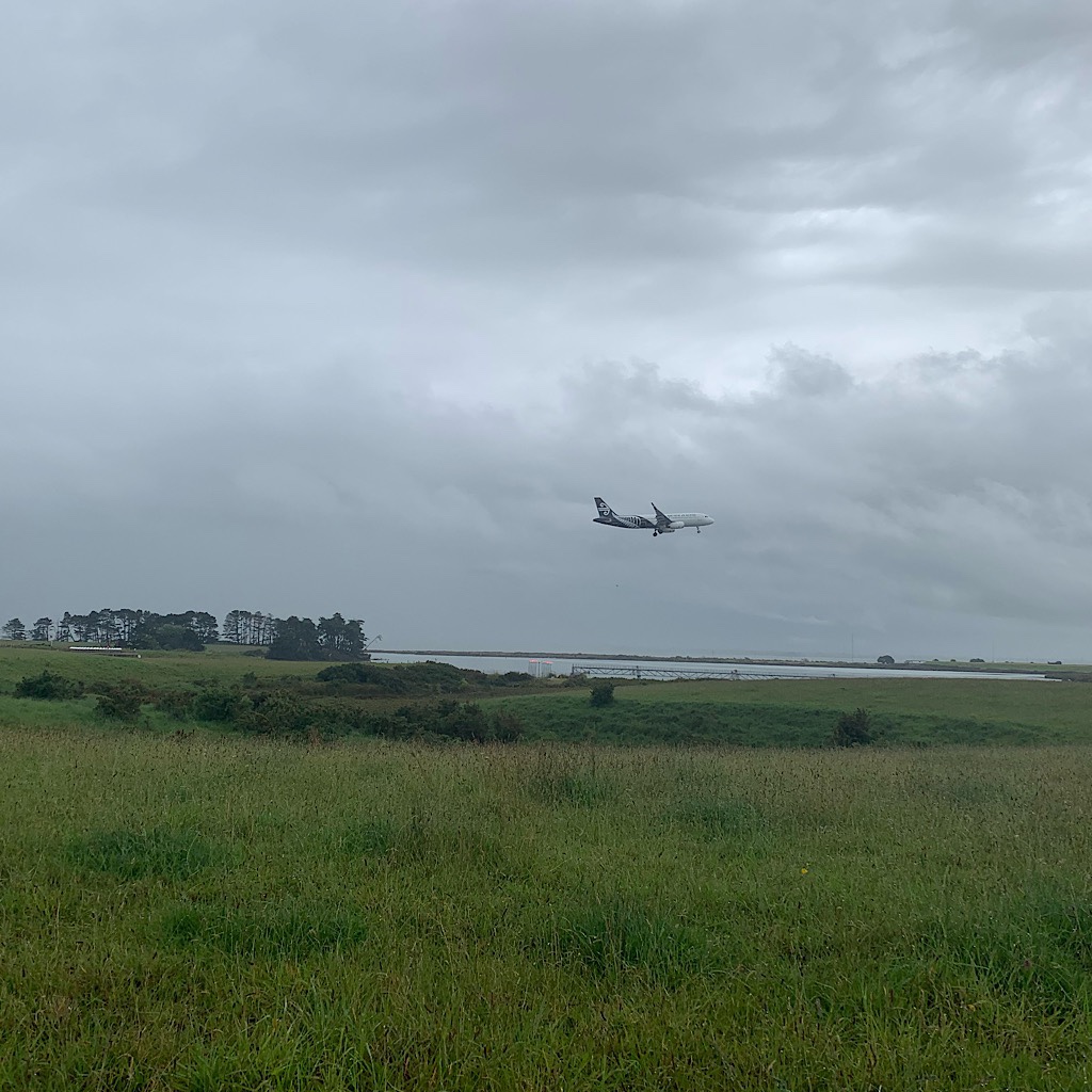 The Te Araroa trail takes the hiker on a highway past the airport runway. 