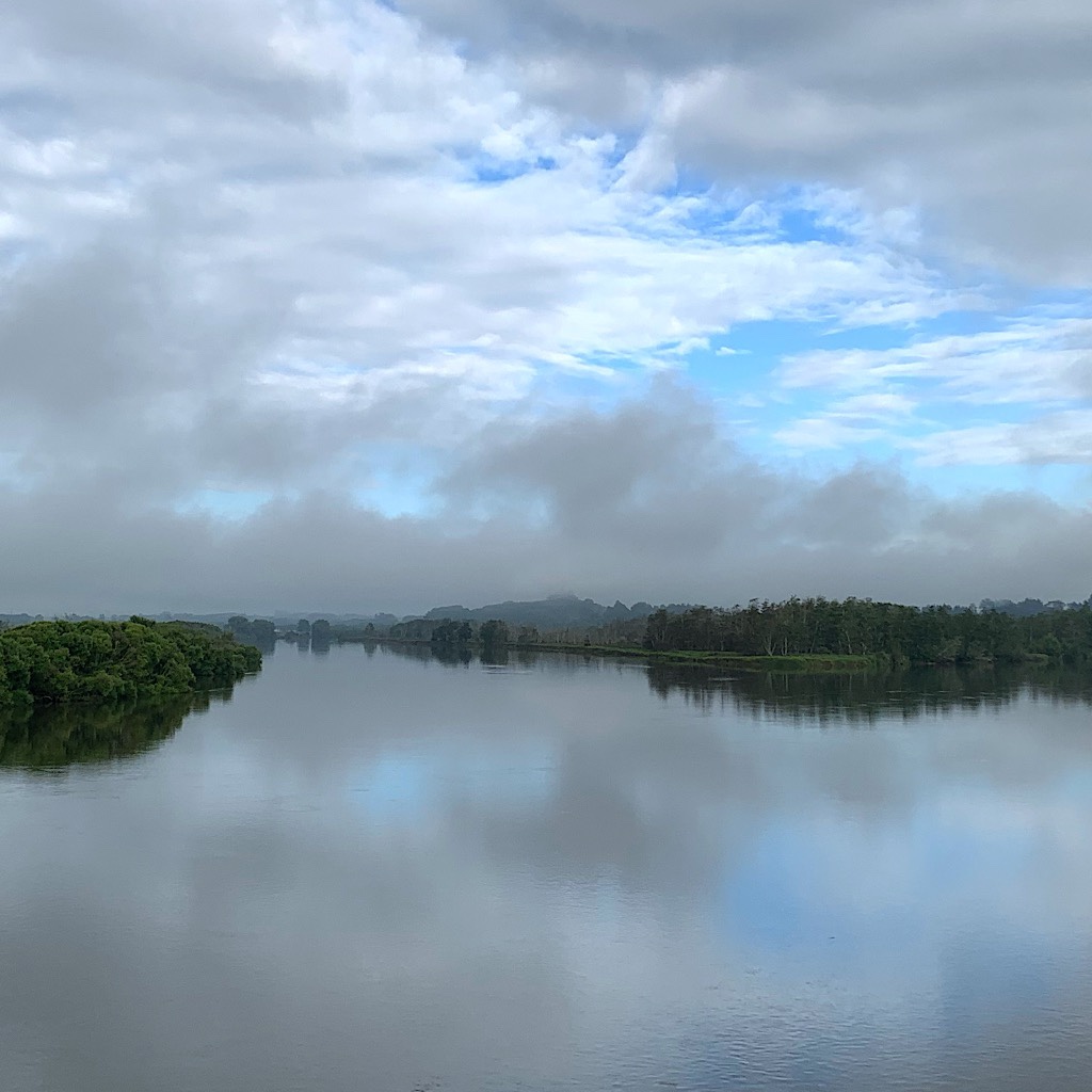 Mist rising on the Waikato River. 