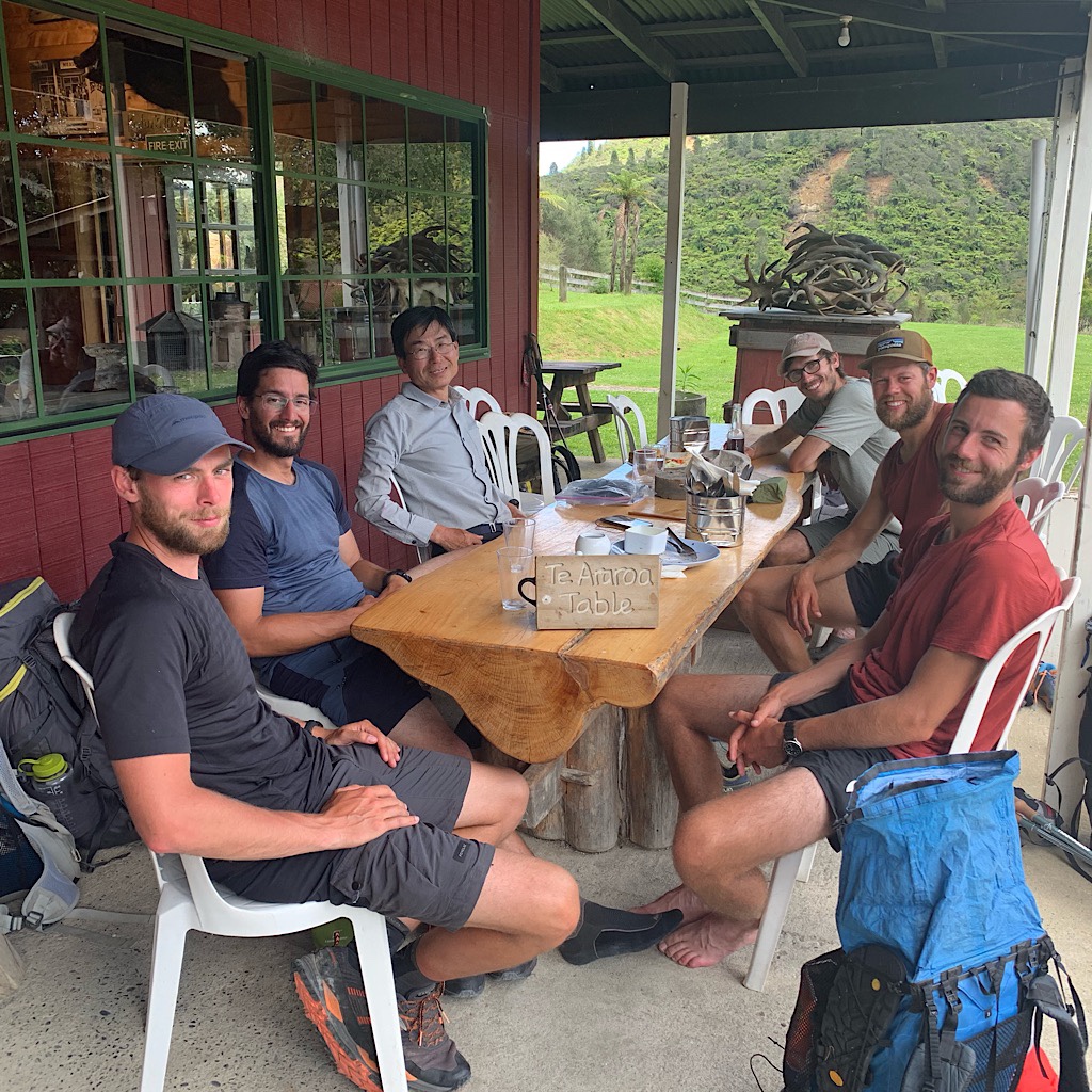 We get our own "Te Araroa" table at the Blue Duck Cafe whetre we all eat way too much food and charge our phones before the river adventure ahead. 