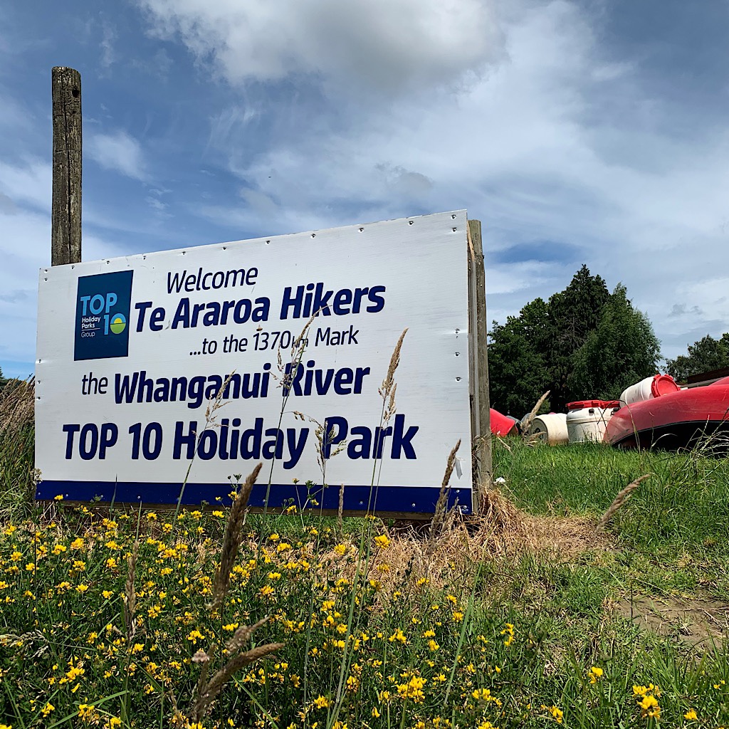 There's nothing as nice as a welcome sign for us hikers at the end of the Whanganui Journey. 