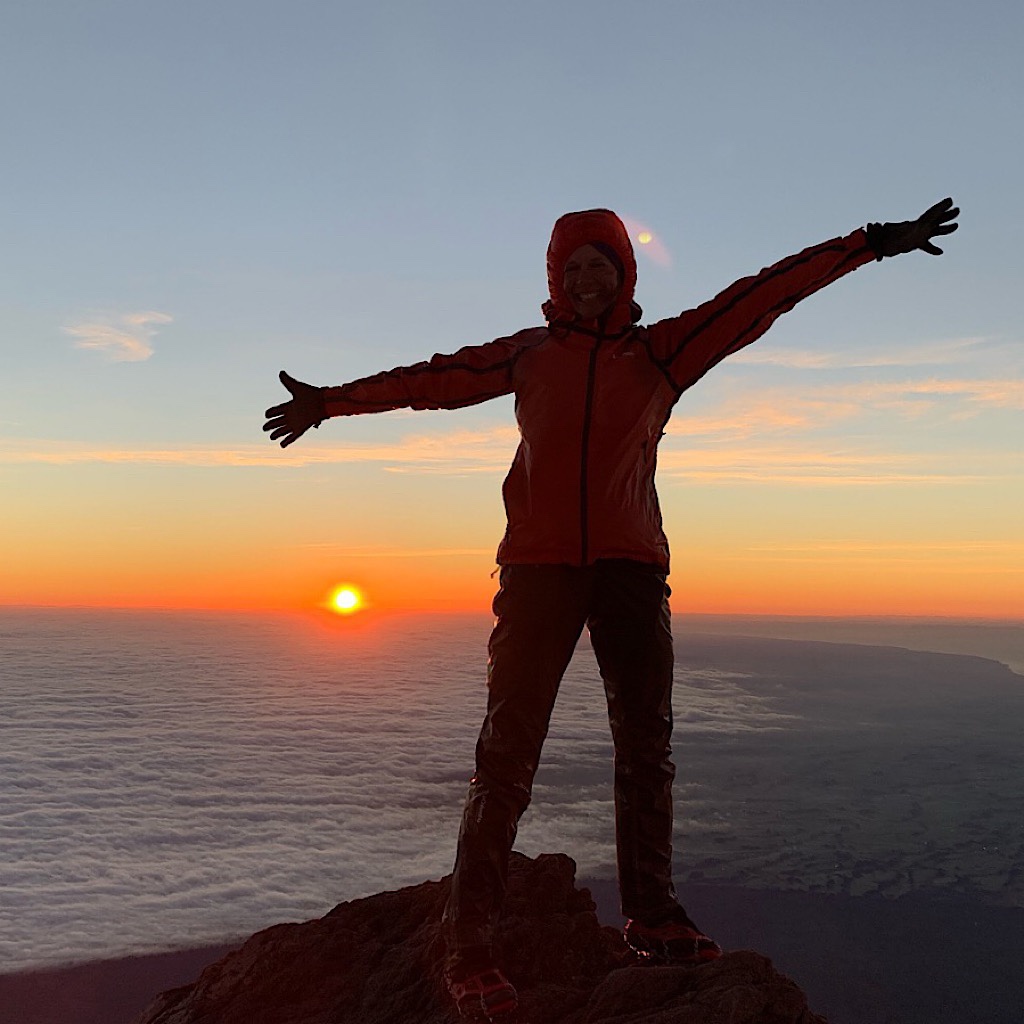 Sunrise on the first day of 2019 atop Mount Taranaki.