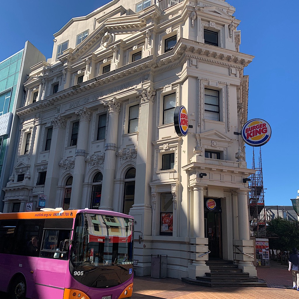 A classic Victorian building in Wellington, now a Burger King. 