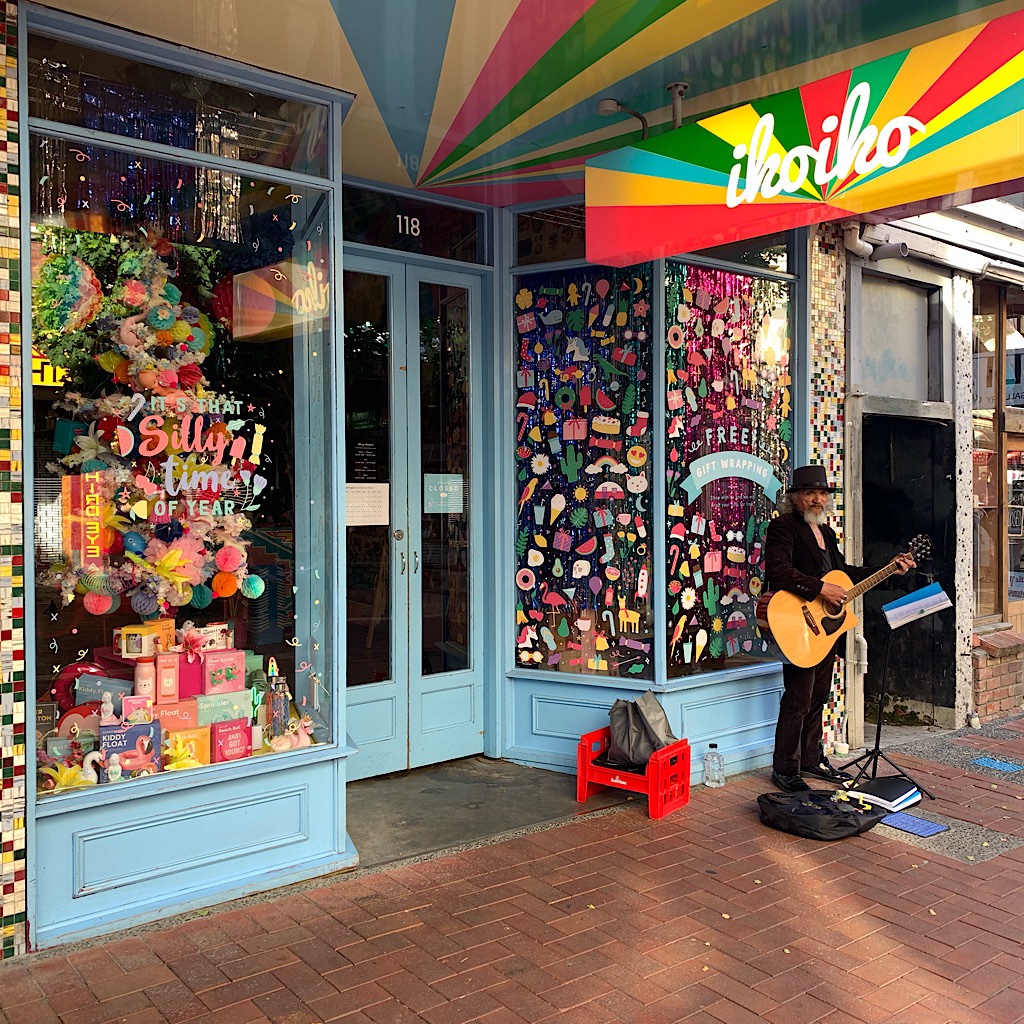A street musician downtown. 