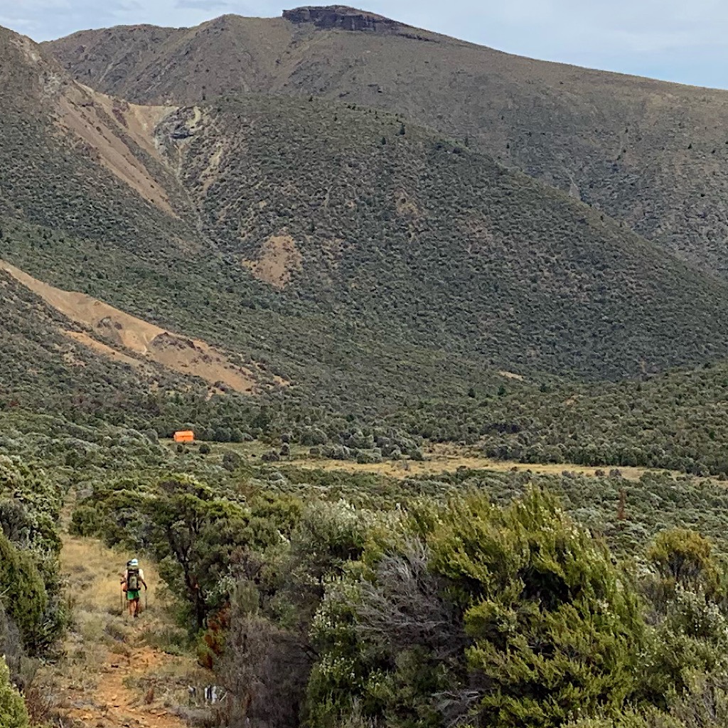 Working our way to Porters Hut in the arid Red Hills.
