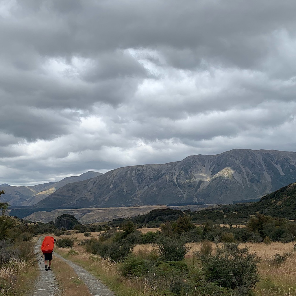 Alex and his monstrous pack bobbing up and down ahead as we enter Canterbury, perhaps the wildest section of the trail in the heart of the Southern Alps. 