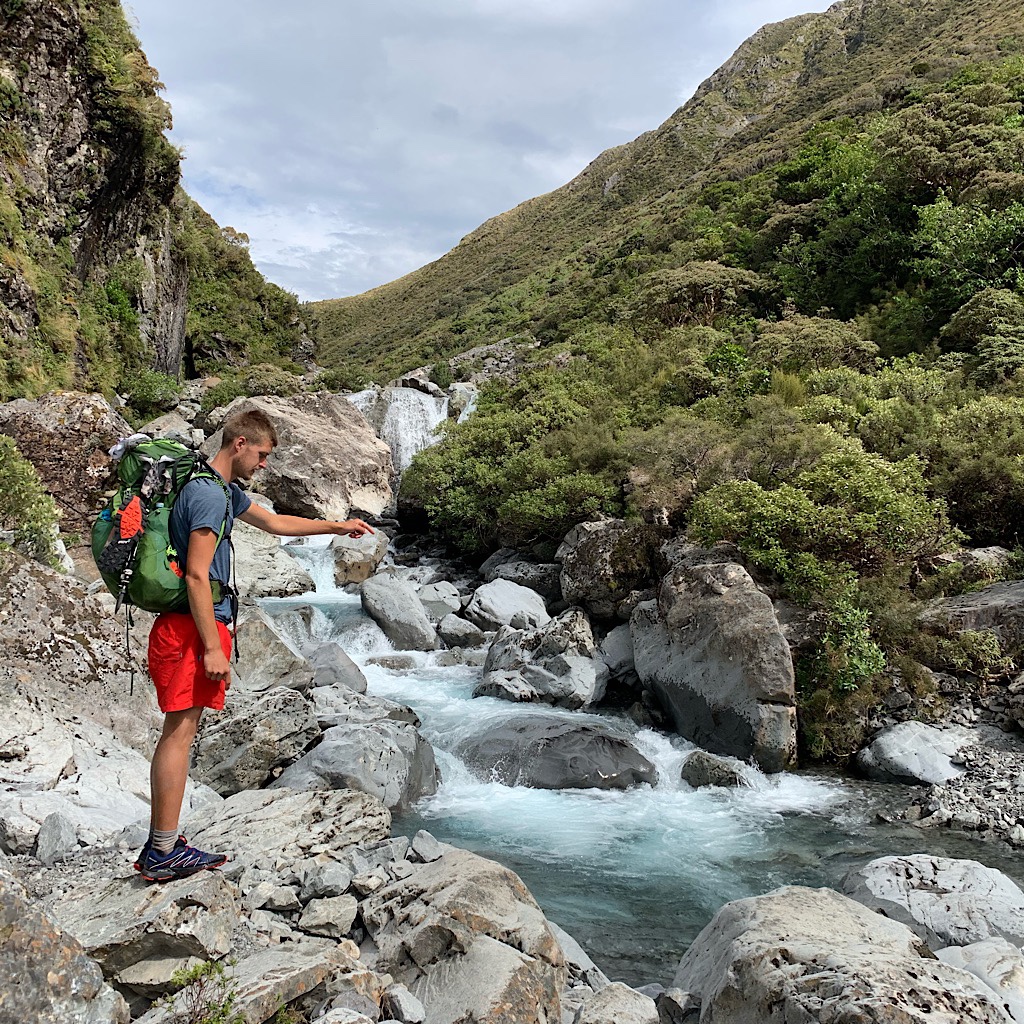 Sometimes it's a guess where to cross – through cold and deep pools or across rocks with rapids below. Tom was great at picking the spots. 