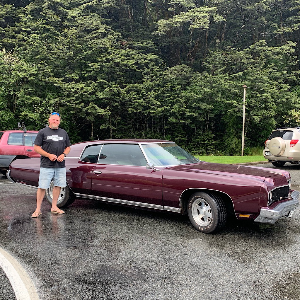 The man who picked up in his fabulous vintage Chevy to take me into Arthur's Pass. He made sure I put the pack in the trunk so i didn't get mud on his pristine seats. 