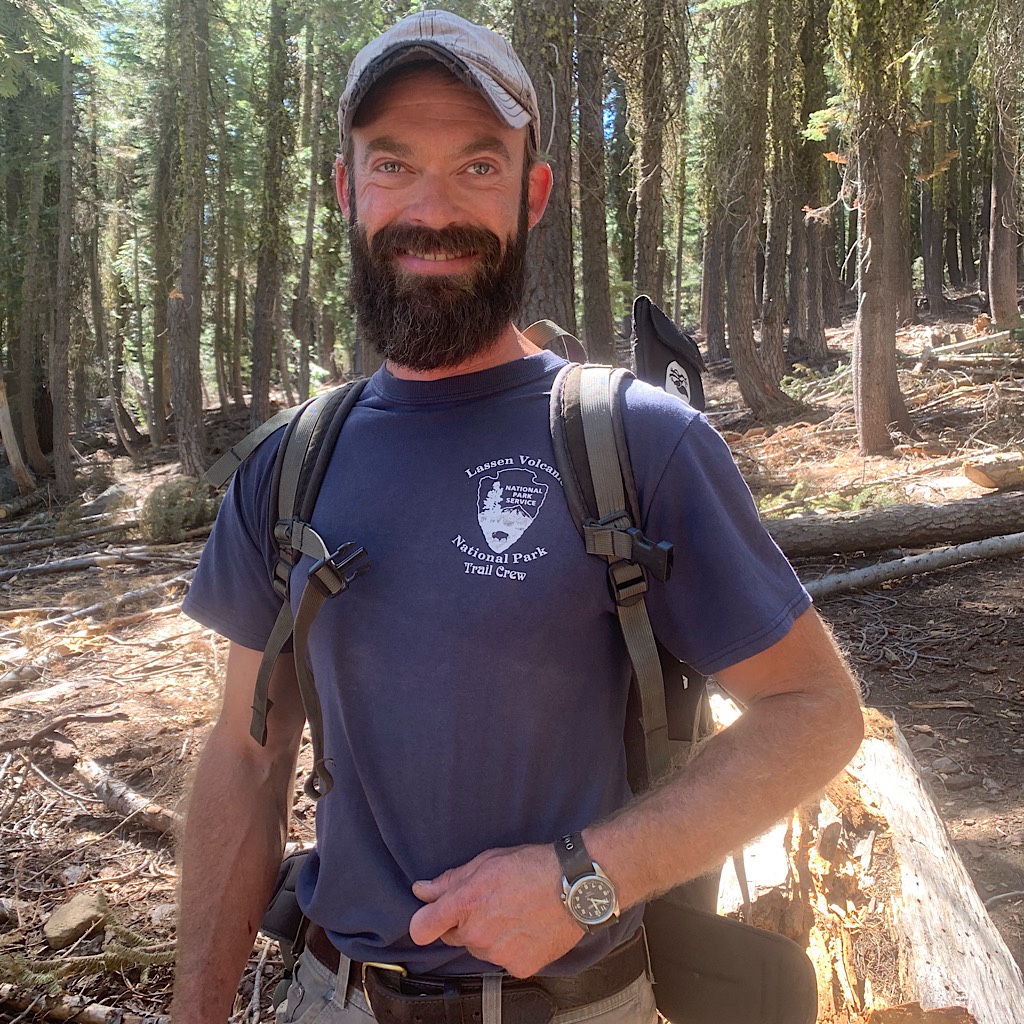 Joshua was leading a crew building a firebreak on the Pacific Crest Trail through Lassen Volcanic National Park in Northern California.
