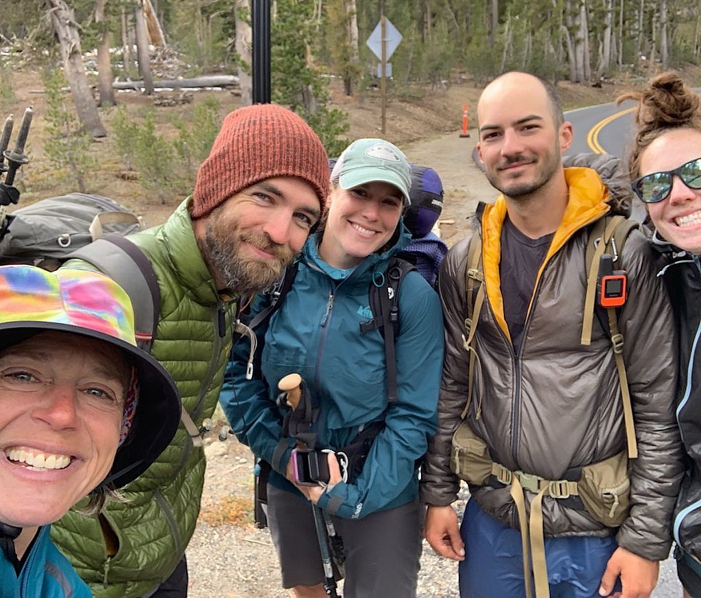 Us five hikers miraculously caught a ride down to Kennedy Meadows North before the storm hit.
