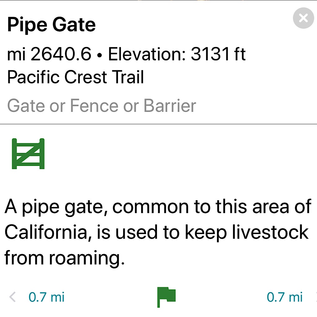 A screen shot of my map on my phone describing yet another pipe gate.