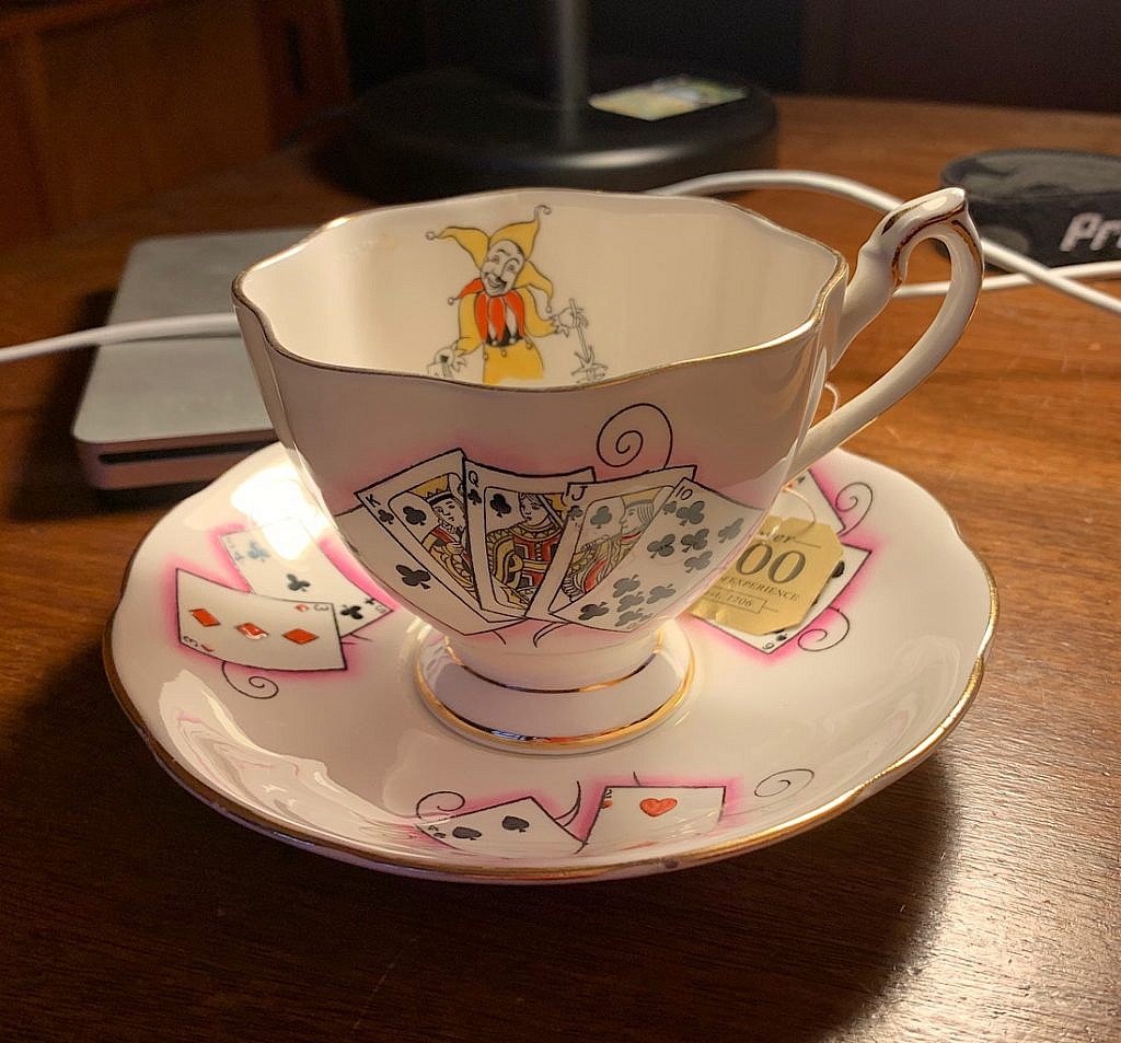 This delicate tea cup seems appropriate right now. 