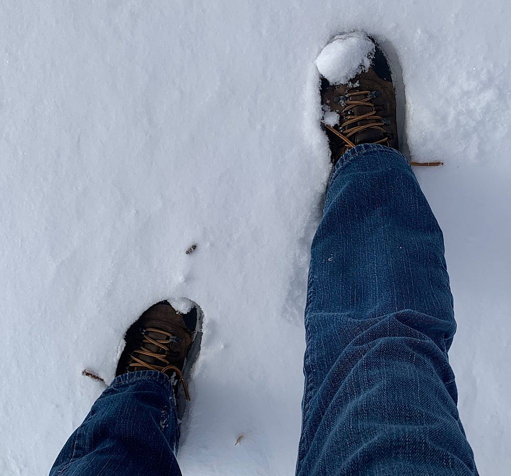 Boots in the snow. 