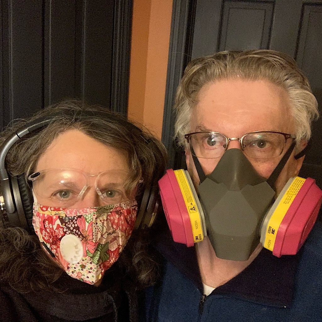 Masked builders of the Blisstudio. 