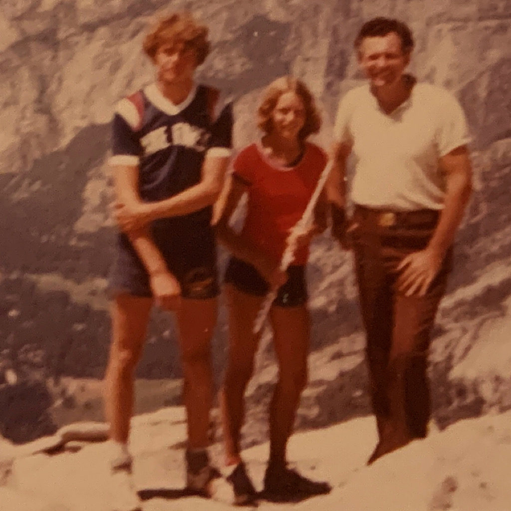 With my brother Andrew on the top of Half Dome. I lugged my flute up the chain ladders and played it on top. 