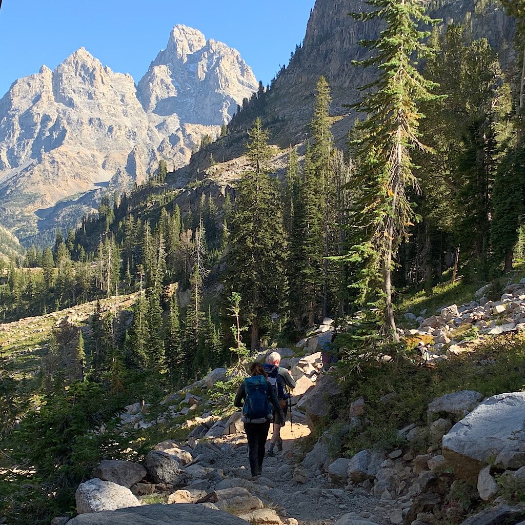 The steep trail leaving Lake Solitude and heading towards Cascade Canyon.