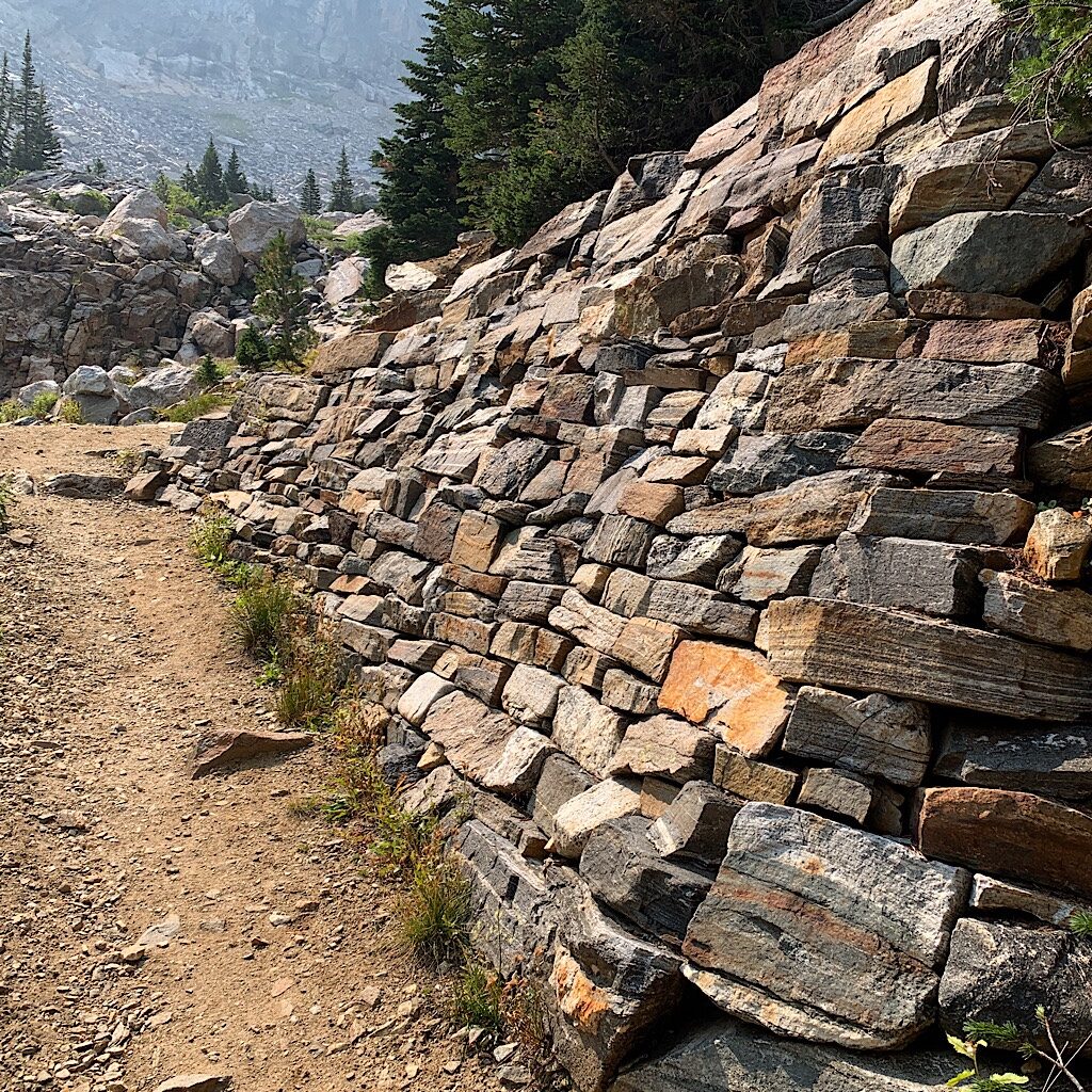 Superb trail engineering near the cutoff for Avalanche Divide. 