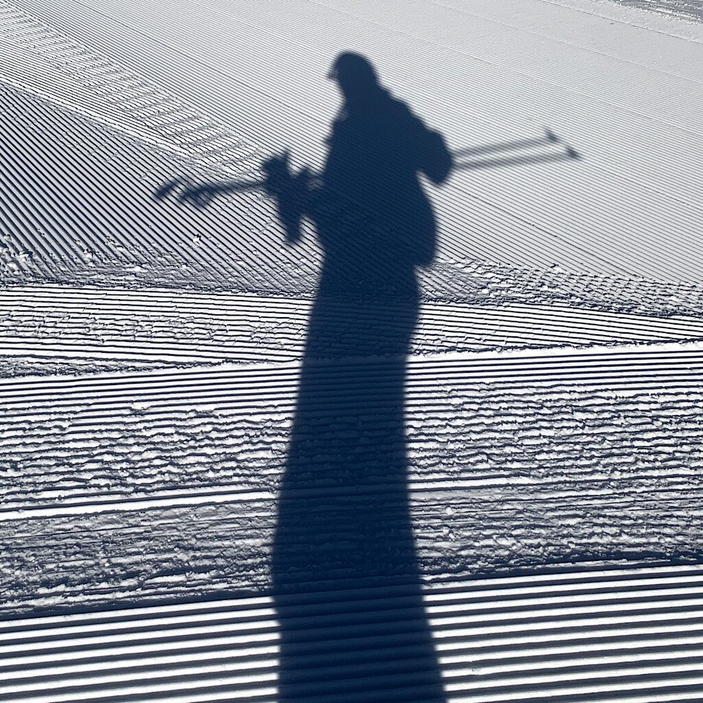 Me and the freshly groomed tracks like corduroy.  