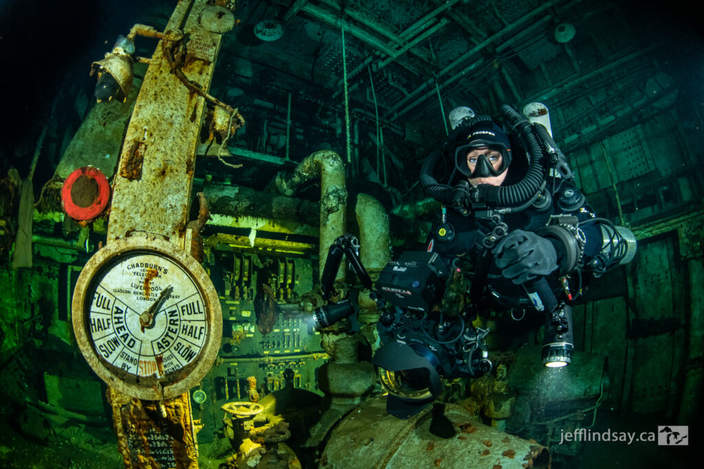 Diver Jeff Lindsay took this photo 200 feet below the surface of Lake Huron in the engine room of the Daniel J. Morrell. The Great Lakes freighter went down in a storm in 1966. There was only one survivor. 