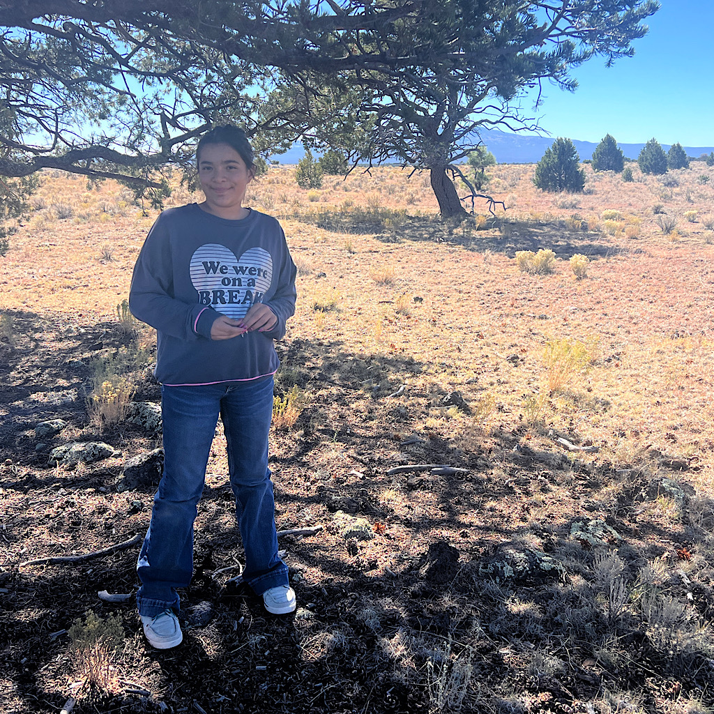 11-year-old Maya was inquisitive and fun to talk to. She had a knack for finding the best pinyon with her long pink fingernails. 
