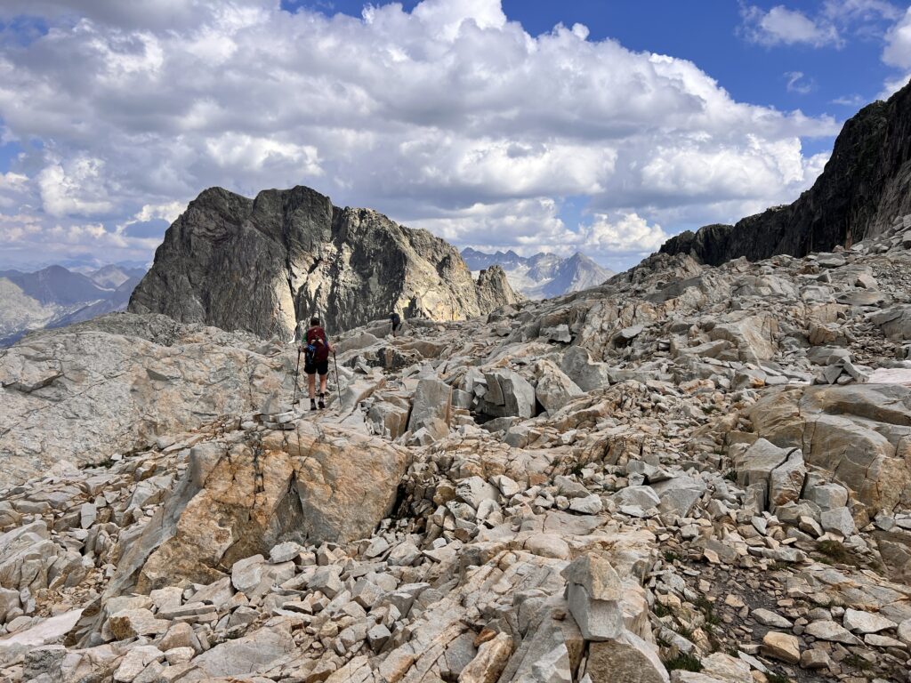 I kept pace with my friends so we could tackle the dangerous sections together, but it meant long days on rough trail. 