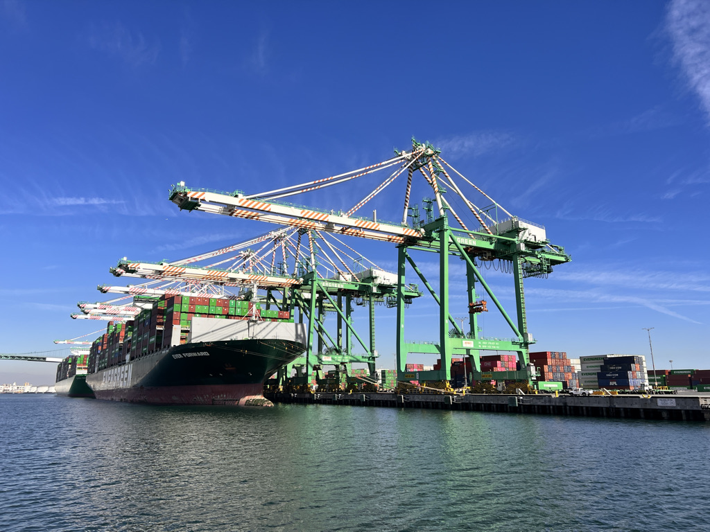 We feel like ants next to the cranes in the Port of Los Angeles. My camera could only take in this one set of many.