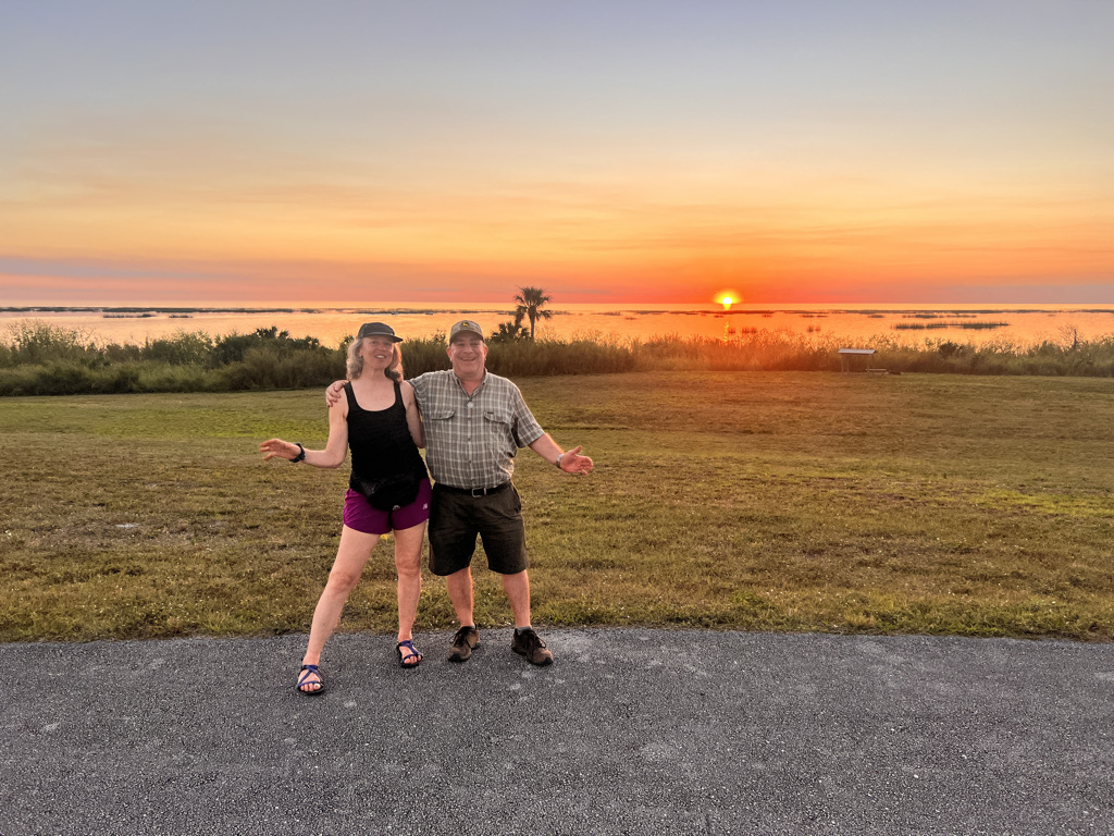 Sunset from the levee with my childhood pal. Life is good!