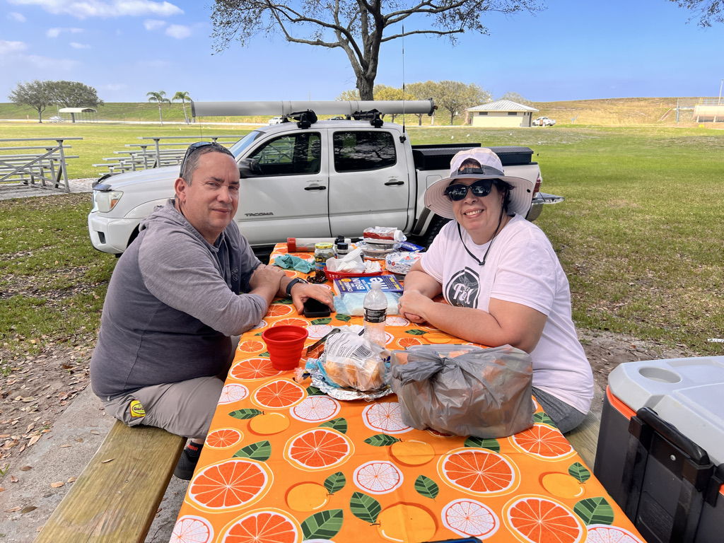 Lovely Miriam and Miguel. They offered me water, then "made a plate of food "fixed me a plate."