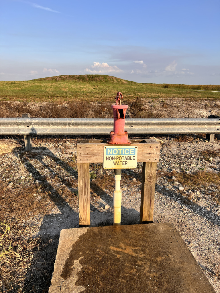 So many hikers complained about the water. It requires breathing before filtering to off-gas the minerals, but tasted just fine and way better than alligator-infest farm-poisoned water.