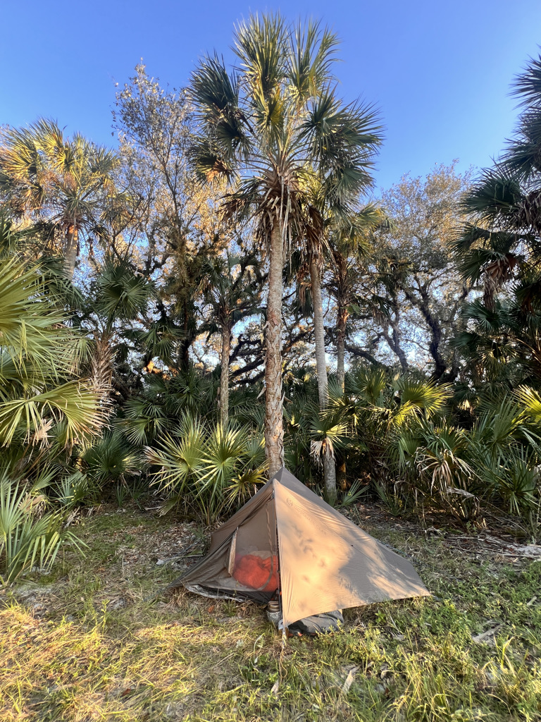 The alicoop set in the hammock far away from the trail in case anyone showed up at night. 