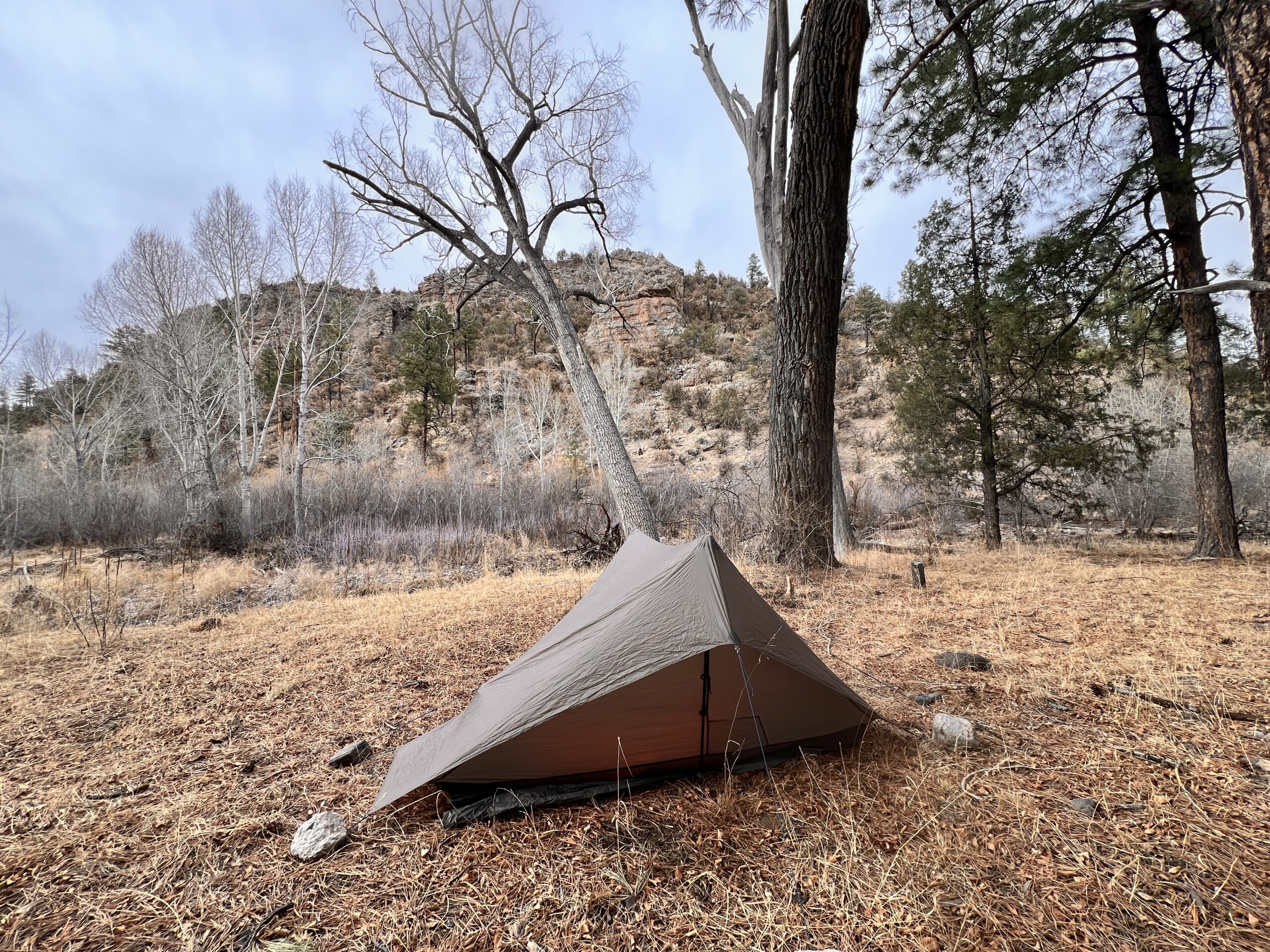 My sweet campsite would normally be packed, but it was a bitter cold night and the water froze in my bottles.